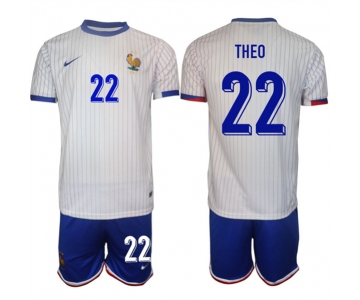 Men's France #22 Theo White 2024-25 Away Soccer Jersey Suit