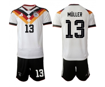 Men's Germany #13 MULLER National Team FIFA x World Cup 2026 Home White On Field Jersey