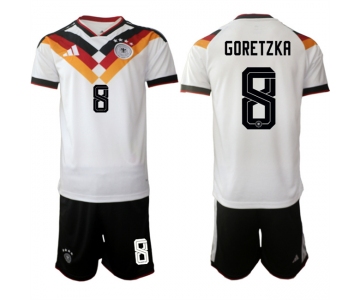 Men's Germany #8 Leon Goretzka White 2025-26 Home Soccer Jersey Suit