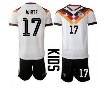 Youth Germany #17 WIRTZ National Team FIFA x World Cup 2026 Home White On Field Kids Jersey