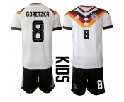 Youth Germany #8 GORETZKA National Team FIFA x World Cup 2026 Home White On Field Kids Jersey