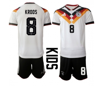 Youth Germany #8 KROOS National Team FIFA x World Cup 2026 Home White On Field Kids Jersey