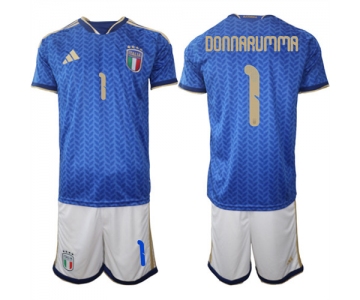 Men's Italy #1 DONNARUMMA National Team FIFA x World Cup 2026 Home Blue On Field Jerseys