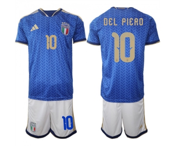 Men's Italy #10 DEL PIERO National Team FIFA x World Cup 2026 Home Blue On Field Jerseys