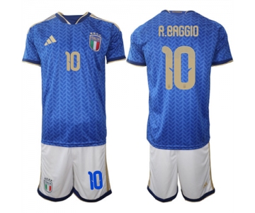 Men's Italy #10 R.BAGGIO National Team FIFA x World Cup 2026 Home Blue On Field Jerseys