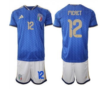 Men's Italy #12 MERET National Team FIFA x World Cup 2026 Home Blue On Field Jerseys