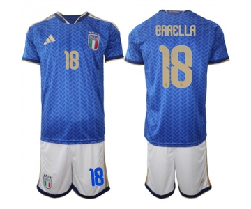 Men's Italy #18 BARELLA National Team FIFA x World Cup 2026 Home Blue On Field Jerseys
