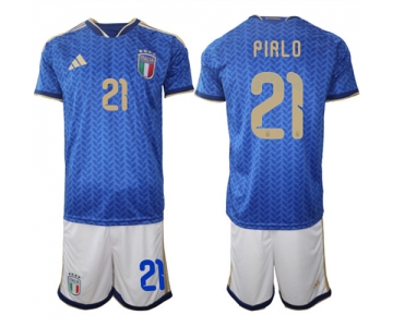 Men's Italy #21 PIRLO National Team FIFA x World Cup 2026 Home Blue On Field Jerseys