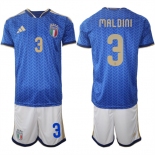 Men's Italy #3 Paolo Maldini 2025-26 Blue Home Soccer Jersey Suit