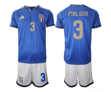 Men's Italy #3 Paolo Maldini 2025-26 Blue Home Soccer Jersey Suit