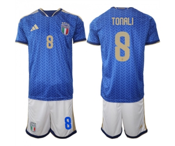 Men's Italy #8 TONALI National Team FIFA x World Cup 2026 Home Blue On Field Jerseys