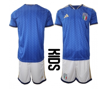 Youth Italy Blank National Team FIFA x World Cup 2026 Home Blue On Field Kids Jerseys
