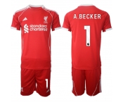 Men's Liverpool #1 Alisson Becker 2025 Red Home Soccer Jersey Suit