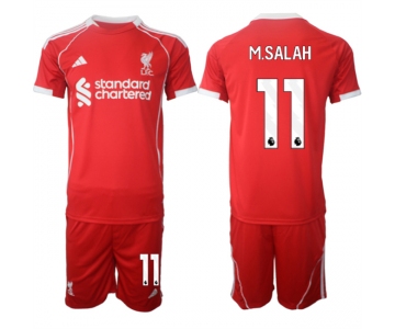 Men's Liverpool #11 Mohamed Salah 2025 Red Home Soccer Jersey Suit