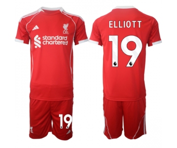 Men's Liverpool #19 Harvey Elliott 2025 Red Home Soccer Jersey Suit