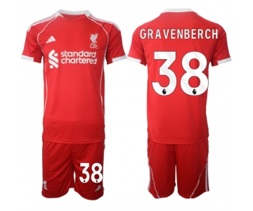 Men's Liverpool #38 Ryan Gravenberch 2025 Red Home Soccer Jersey Suit