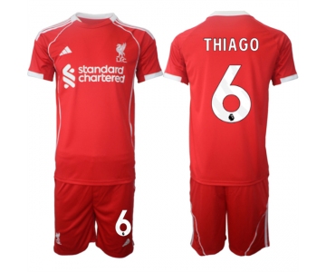 Men's Liverpool #6 Thiago 2025 Red Home Soccer Jersey Suit