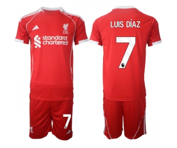 Men's Liverpool #7 Luis Diaz 2025 Red Home Soccer Jersey Suit