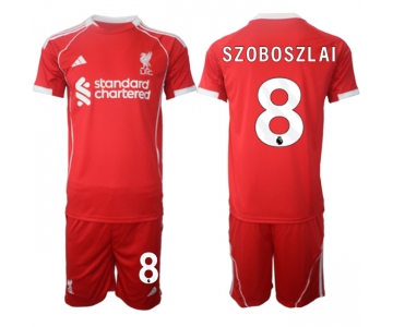 Men's Liverpool #8 Dominik Szoboszlai 2025 Red Home Soccer Jersey Suit