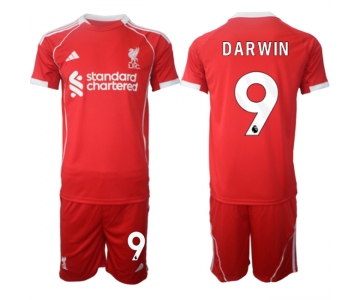 Men's Liverpool #9 Darwin 2025 Red Home Soccer Jersey Suit