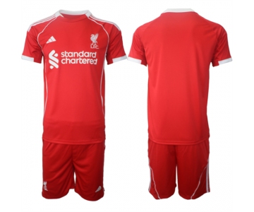 Men's Liverpool Blank 2025 Red Home Soccer Jersey Suit