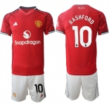 Men's Manchester United #10 Marcus Rashford 2025-26 Red Home Soccer Jersey Suit