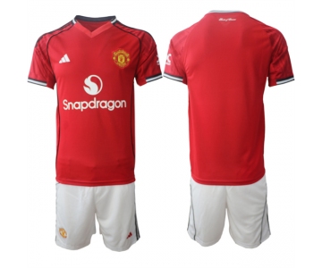 Men's Manchester United Blank 2025-26 Red Home Soccer Jersey Suit