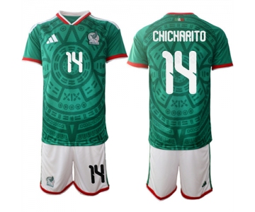 Men's Mexico #14 CHICHARITO National Team FIFA x World Cup 2026 Home Green On Field Jersey
