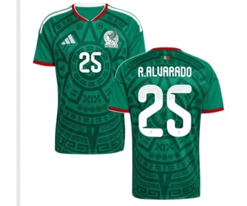 Men's Mexico #25 R.ALUARADO National Team FIFA x World Cup 2026 Home Green On Field Jersey