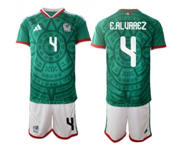 Men's Mexico #4 E.ALUAREZ National Team FIFA x World Cup 2026 Home Green On Field Jersey