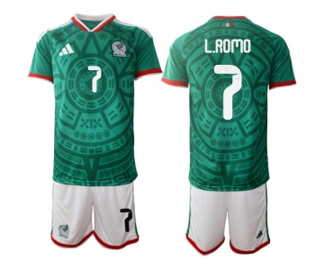 Men's Mexico #7 L.ROMO National Team FIFA x World Cup 2026 Home Green On Field Jersey