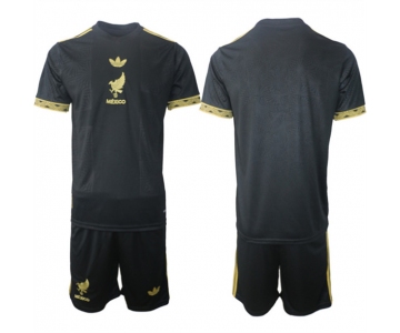 Men's Mexico Blank Black Gold 25-26 Soccer Jersey Suit