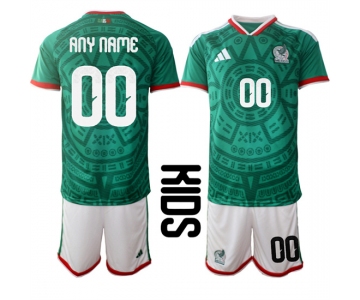 Youth Mexico Custom Any Name And Number National Team FIFA x World Cup 2026 Home Green On Field Kids Jersey