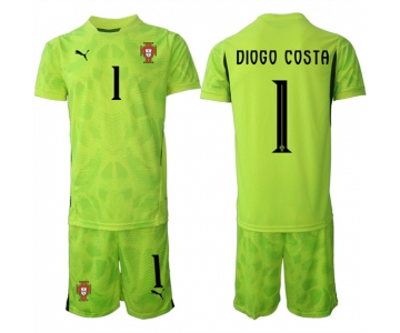 Men's Portugal Team #1 Diogo Costa 2025 Green Soccer Jersey Suit