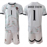 Men's Portugal Team #1 Diogo Costa 2025 White Away Soccer Jersey Suit