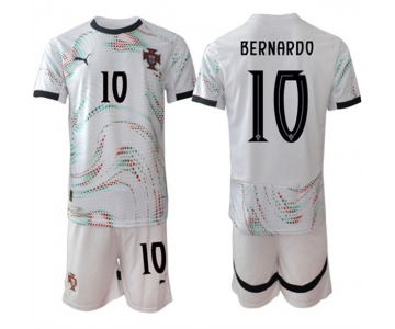Men's Portugal Team #10 Bernardo 2025 White Away Soccer Jersey Suit