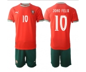 Men's Portugal Team #10 Joao Félix 2025 Red Home Soccer Jersey Suit