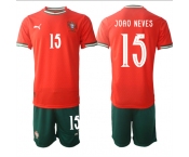 Men's Portugal Team #15 Joao Neves 2025 Red Home Soccer Jersey Suit