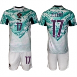 Men's Portugal Team #17 Rafael LeAo Green 2026 World Cup Away Soccer Jersey Suit