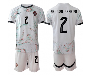 Men's Portugal Team #2 Nélson Semedo 2025 White Away Soccer Jersey Suit