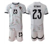 Men's Portugal Team #23 Vitinha 2025 White Away Soccer Jersey Suit