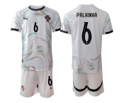Men's Portugal Team #6 Joao Palhinha 2025 White Away Soccer Jersey Suit