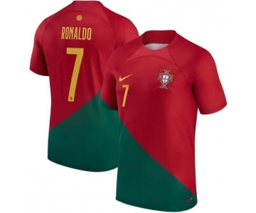Men's Portugal Team #7 Cristiano Ronaldo Red Green Soccer Jersey