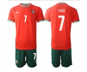 Men's Portugal Team #7 Luís Figo 2025 Red Home Soccer Jersey Suit
