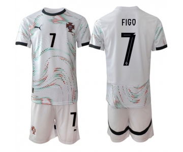 Men's Portugal Team #7 Luís Figo 2025 White Away Soccer Jersey Suit
