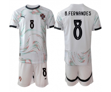 Men's Portugal Team #8 B.Fernandes 2025 White Away Soccer Jersey Suit