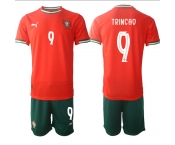 Men's Portugal Team #9 Trincao 2025 Red Home Soccer Jersey Suit