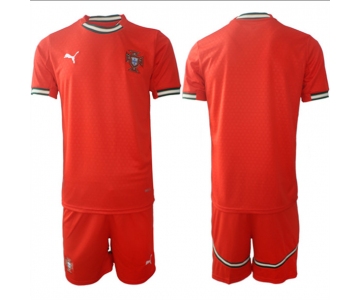 Men's Portugal Team Blank 2025 Red Home Soccer Jersey Suit