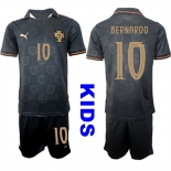Youth Portugal #10 BERNARDO National Team FIFA x World Cup 2026 Away Gray On Eusebio special edition Kids Jersey