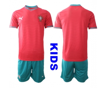 Youth Portugal Bland Or Custom National Team FIFA x World Cup 2026 Home Red On Eusebio special edition Kids Jersey